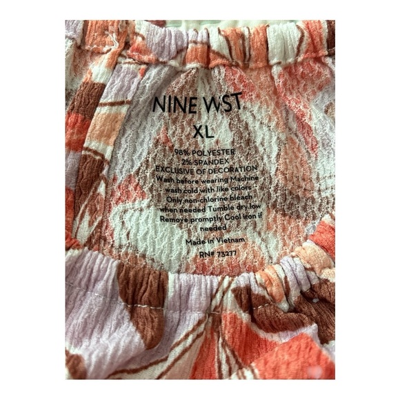 NINE WEST top, halter style, size XL, peach, cream and orange, spaghetti straps. - Picture 4 of 5